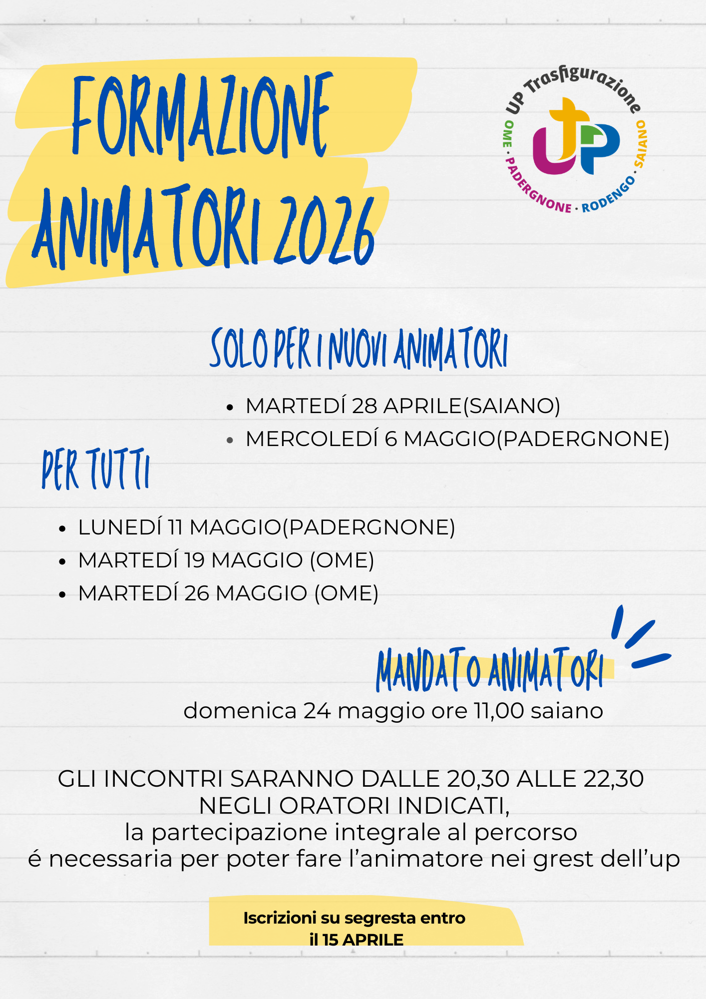 ISCRIZIONE ANIMATORI GREST 2026